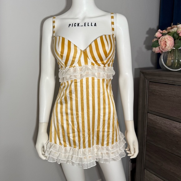 VS Victoria’s Secret Ruffled Slip lingerie dress gold...